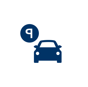 Icon showing a car and a sign with a large P on it